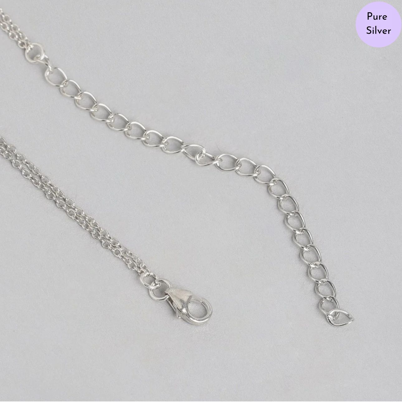 Twin Gleam Chain Rhodium Plated 925 Sterling Silver Necklace