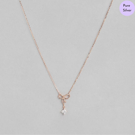 Twinkle Bow Rose-Gold 925 Sterling Silver Necklace