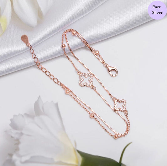 Aluna Duo Rose Gold Plated 925 Sterling Silver Bracelet