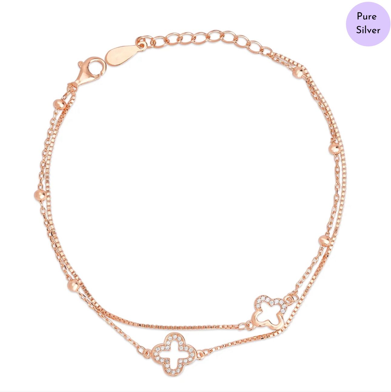 Aluna Duo Rose Gold Plated 925 Sterling Silver Bracelet