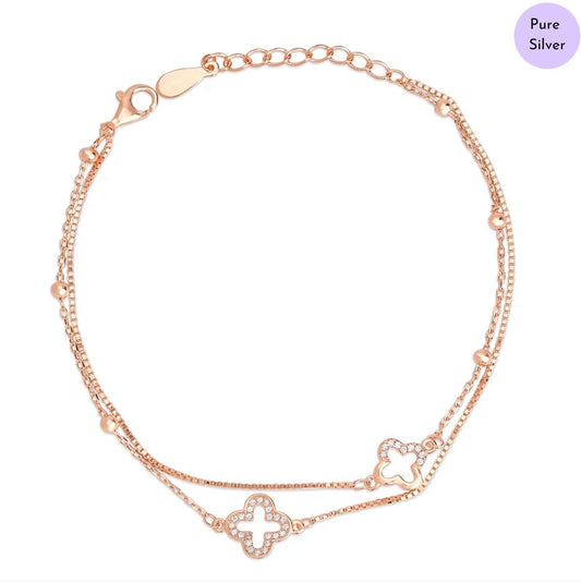 Aluna Duo Rose Gold Plated 925 Sterling Silver Bracelet
