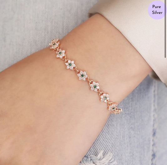Rose bloom Gold Plated 925 Sterling Silver Bracelet