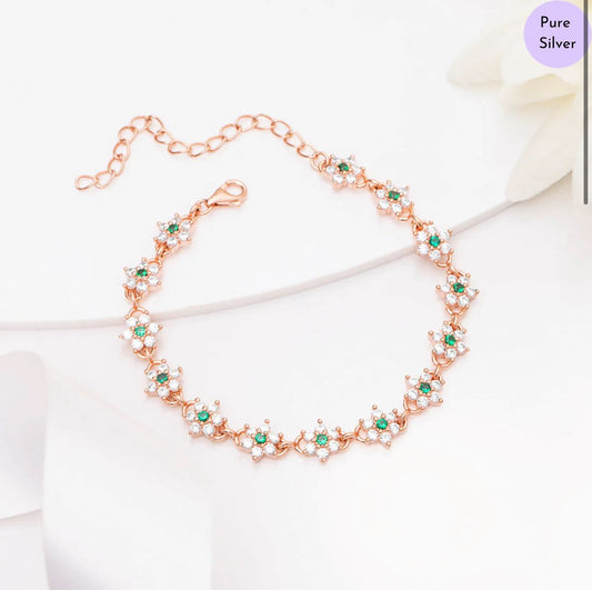 Rose bloom Gold Plated 925 Sterling Silver Bracelet