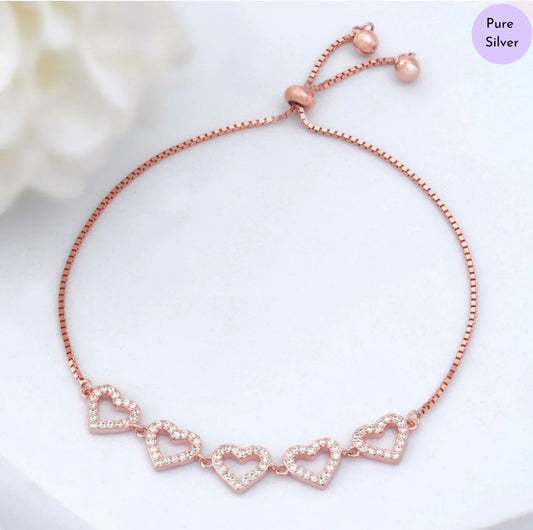 Petal Heart Gold Plated 925 Sterling Silver Bracelet