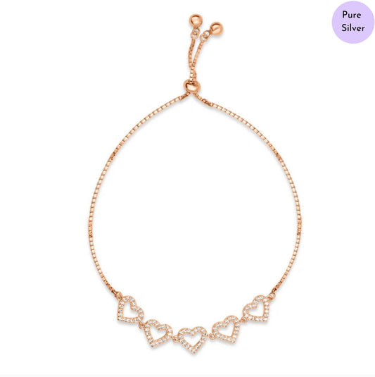 Petal Heart Gold Plated 925 Sterling Silver Bracelet