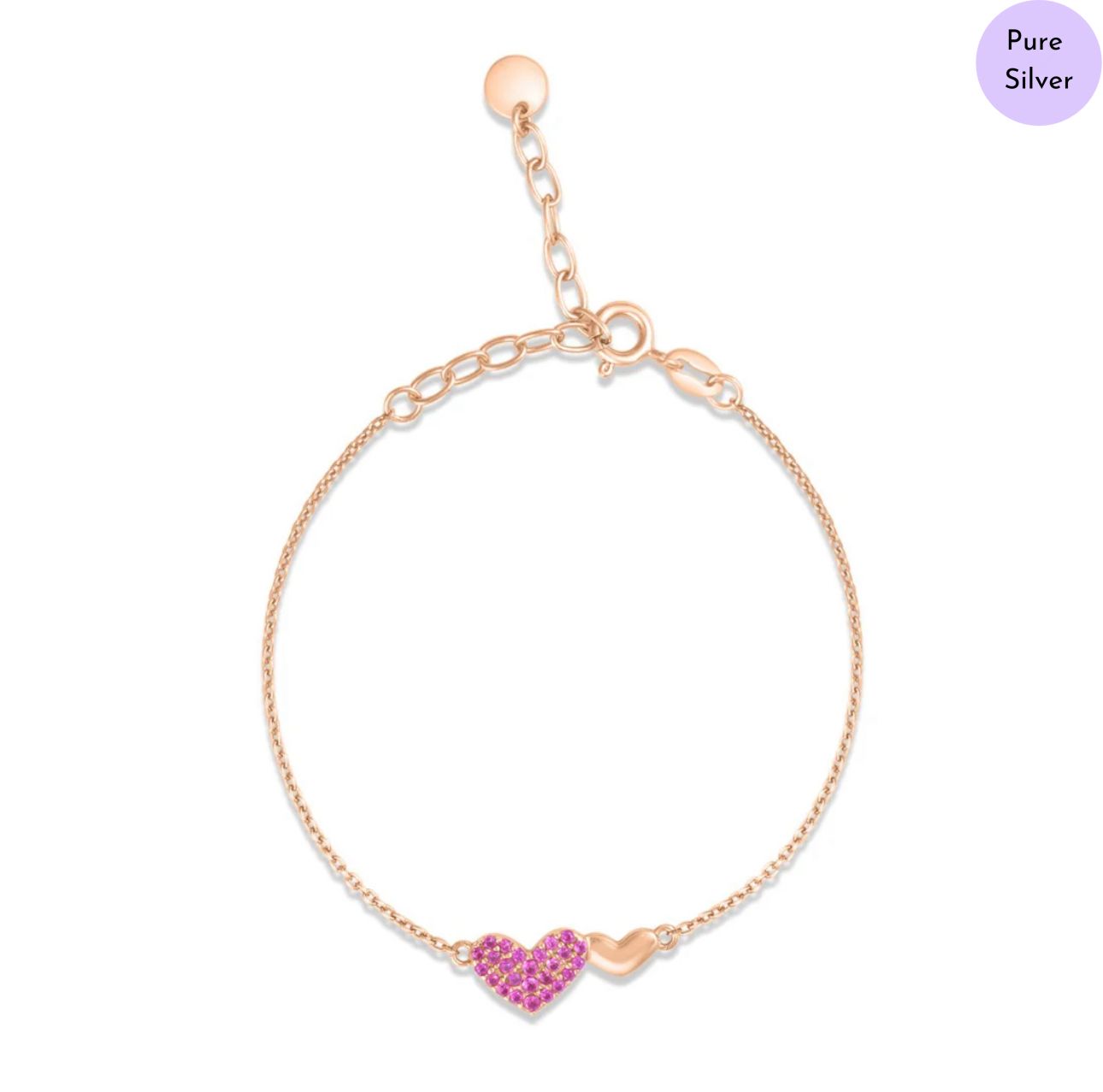 Rosy Heart Rose Gold Plated 925 Sterling Silver Bracelet