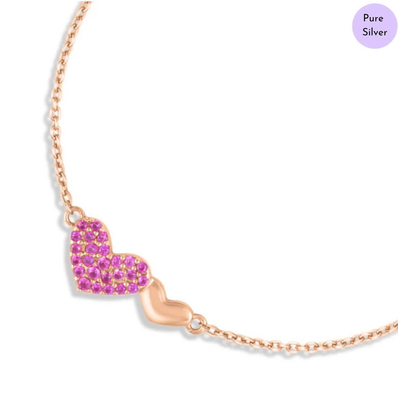 Rosy Heart Rose Gold Plated 925 Sterling Silver Bracelet