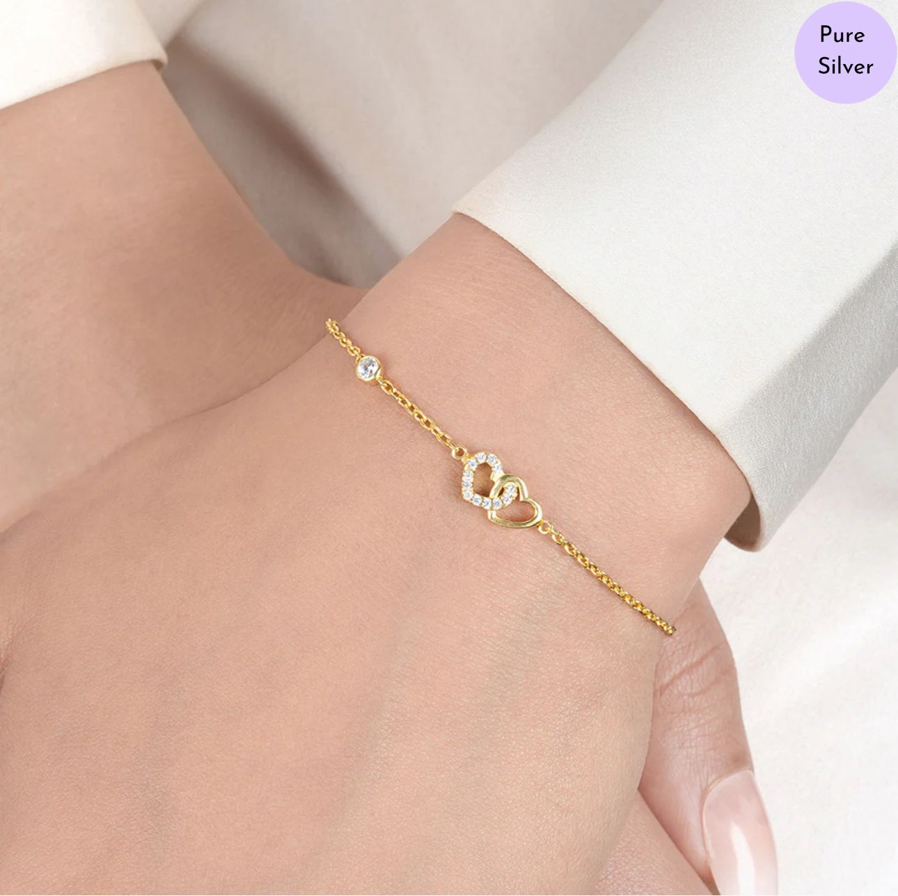 Heartlet Gold Plated 925 Sterling Silver Bracelet