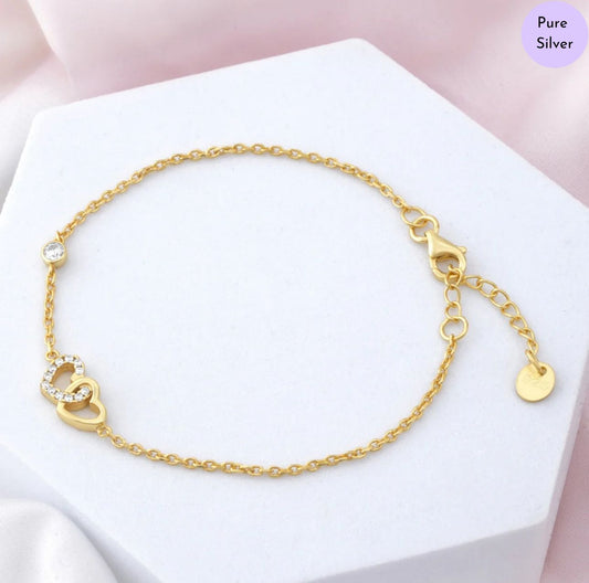 Heartlet Gold Plated 925 Sterling Silver Bracelet
