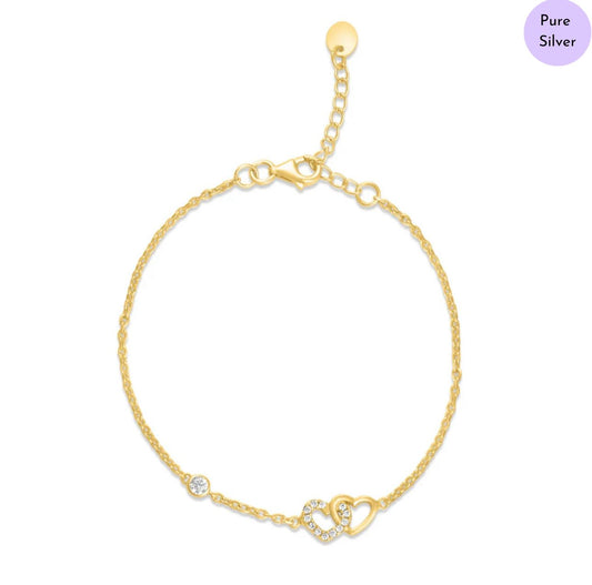 Heartlet Gold Plated 925 Sterling Silver Bracelet