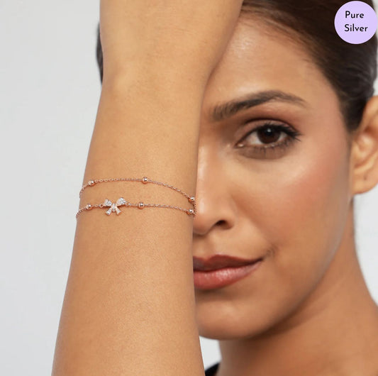 Bella Bow Rose Gold Plated 925 Sterling Silver Bracelet