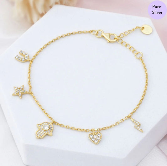 Charmsy Gold Plated 925 Sterling Silver Bracelet