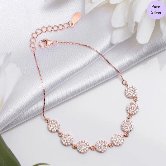 Blossom Ray Rose Gold Plated 925 Sterling Silver Flower Bracelet