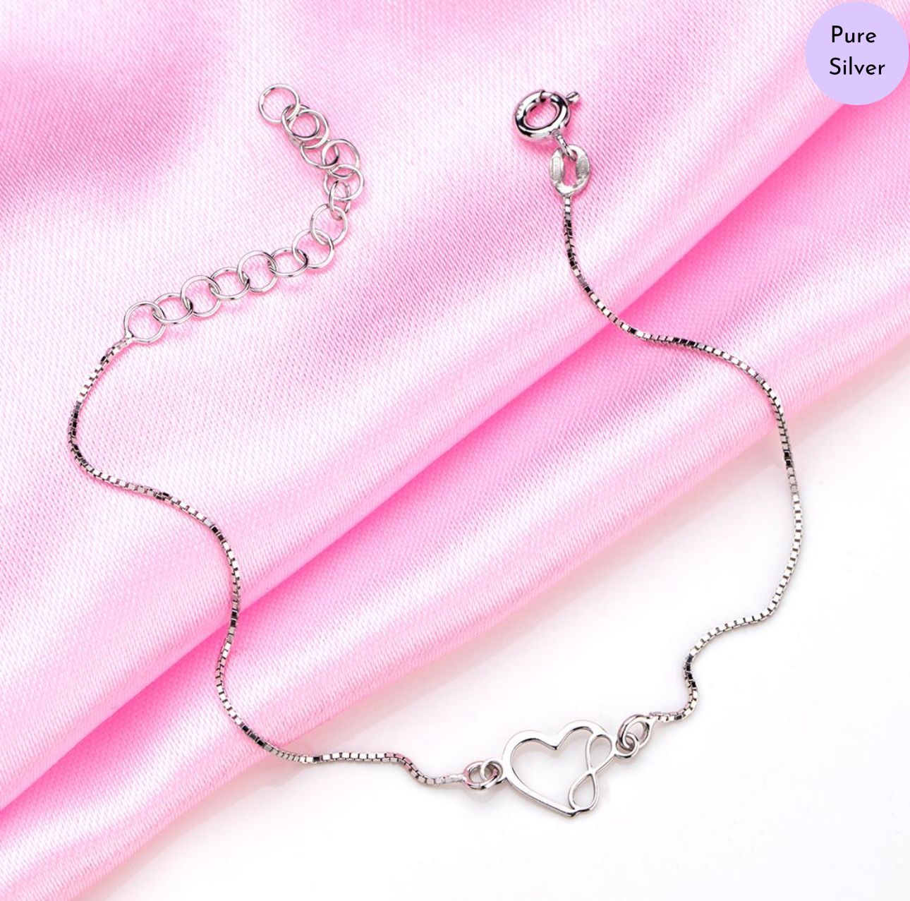 Infinique Love Rhodium-Plated 925 Sterling Silver Bracelet