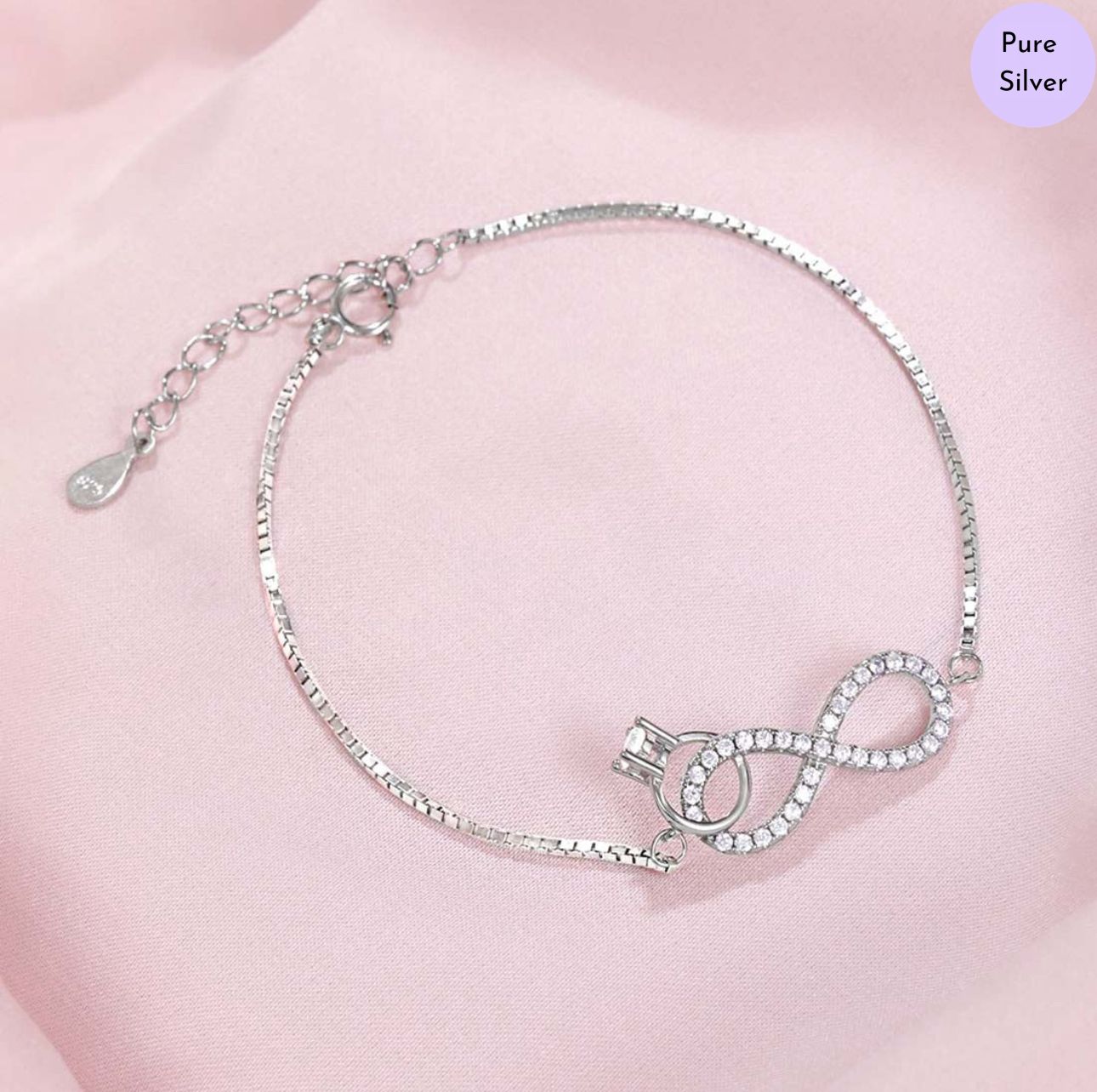 Infivya Rhodium Plated 925 Sterling Silver Bracelet