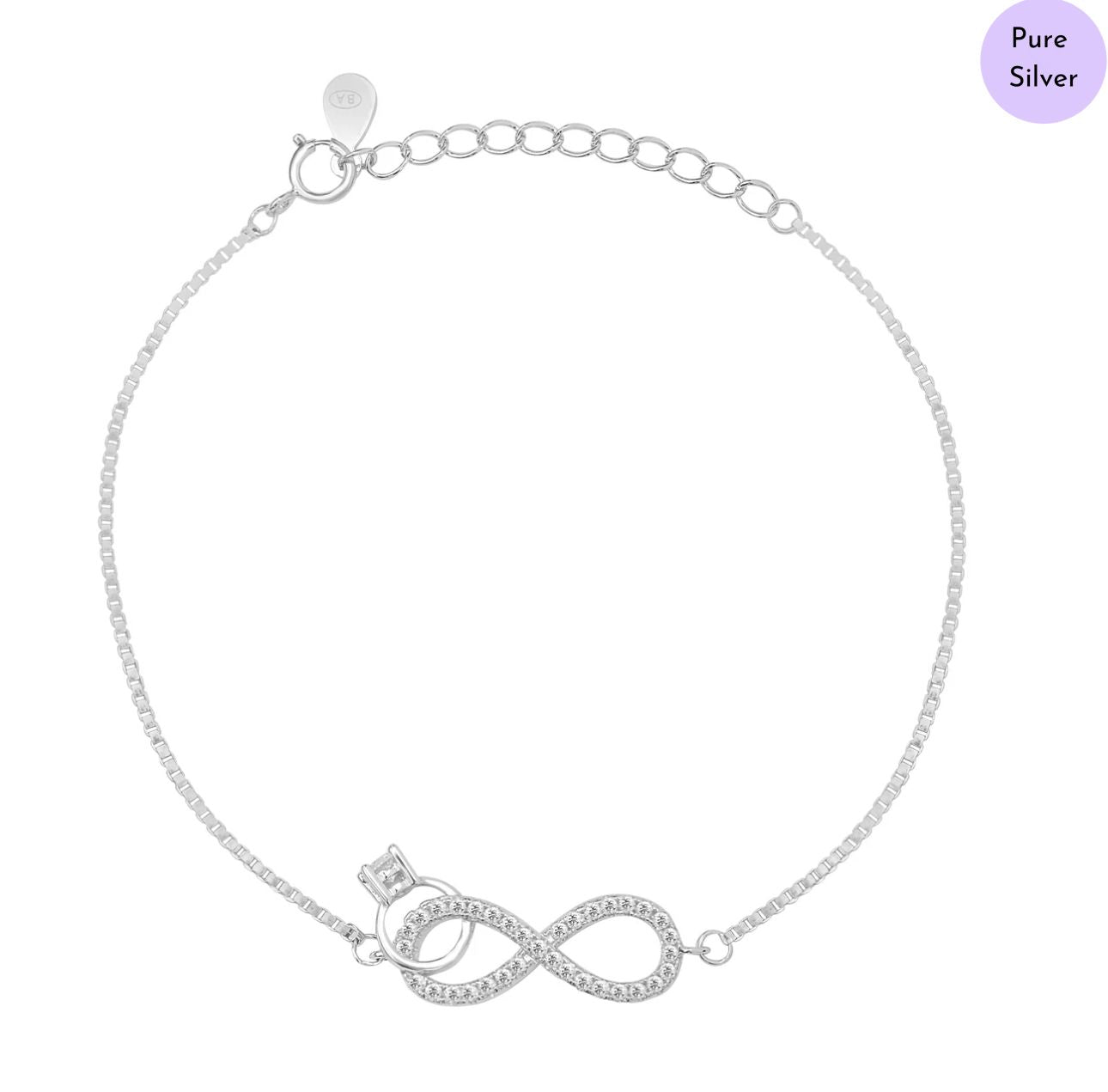 Infivya Rhodium Plated 925 Sterling Silver Bracelet
