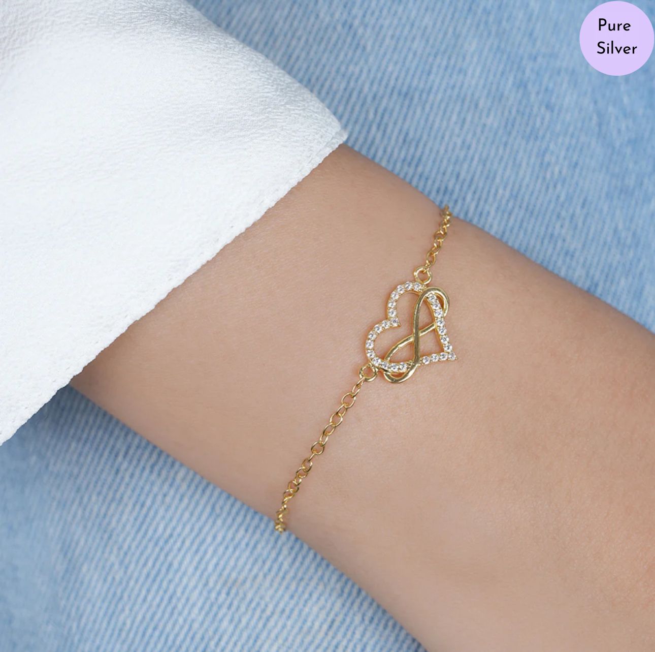 Eterni Heart Gold Plated 925 Sterling Silver Bracelet