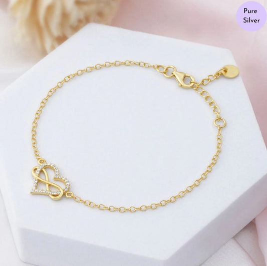Eterni Heart Gold Plated 925 Sterling Silver Bracelet