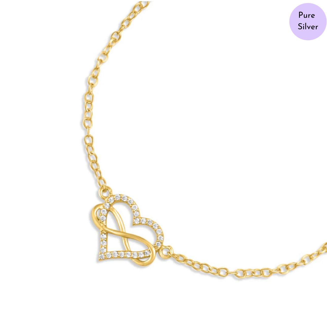 Eterni Heart Gold Plated 925 Sterling Silver Bracelet