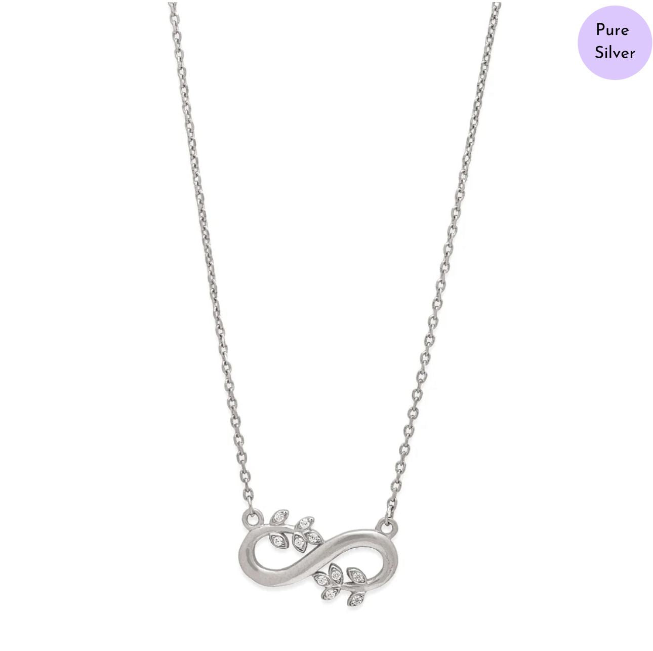 Flora fine Rhodium Plated 925 Sterling Silver Necklace
