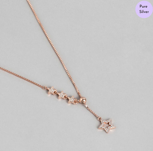 Stella nova Rose Gold Plated 925 Sterling Silver Star Necklace