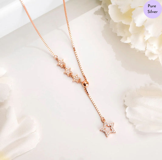 Stella nova Rose Gold Plated 925 Sterling Silver Star Necklace