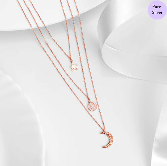 Fine Threads Rose Gold Plated 925 Sterling Silver Necklace