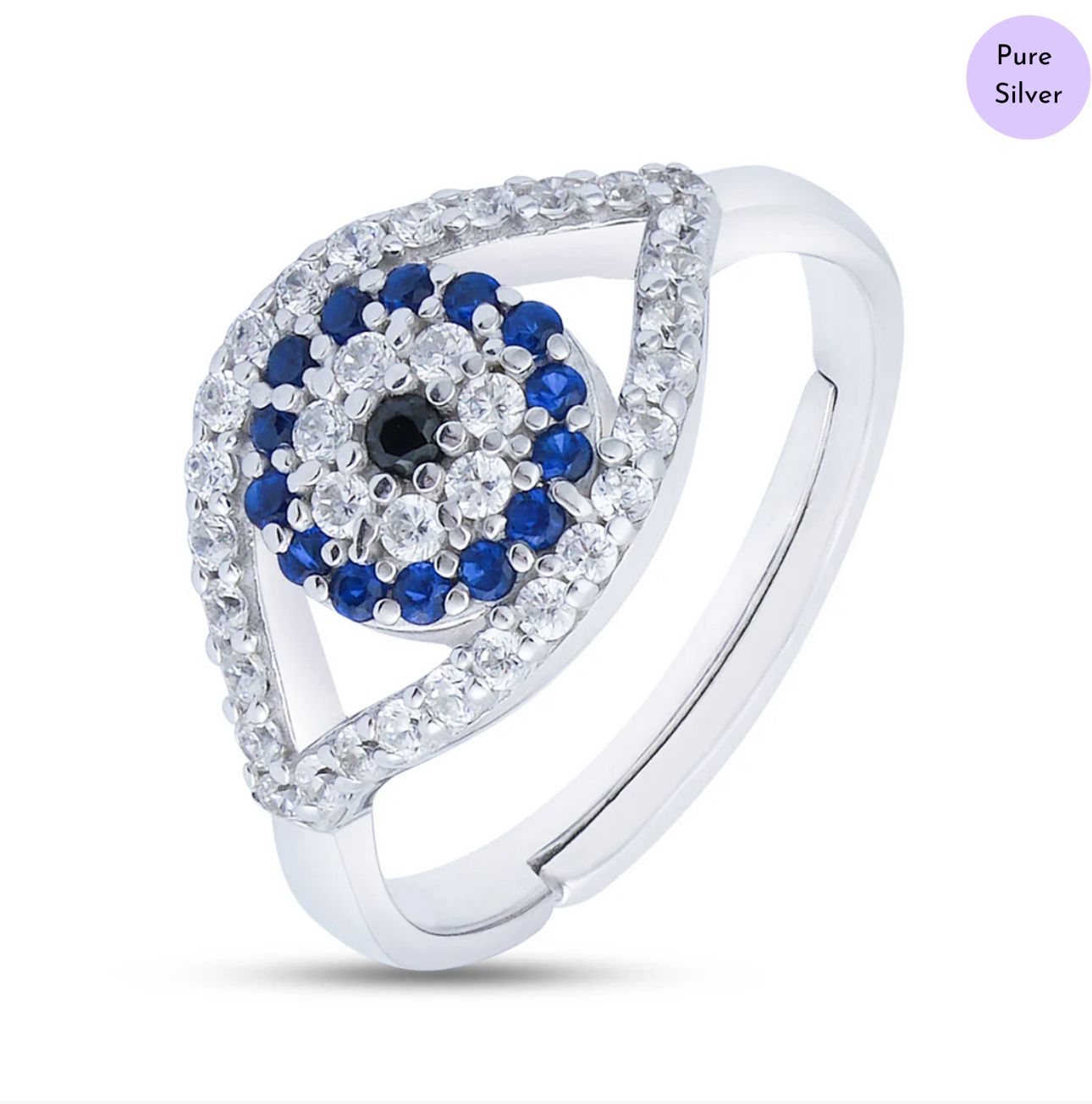 Eyes of Protection Rhodium-Plated CZ 925 Sterling Silver Ring