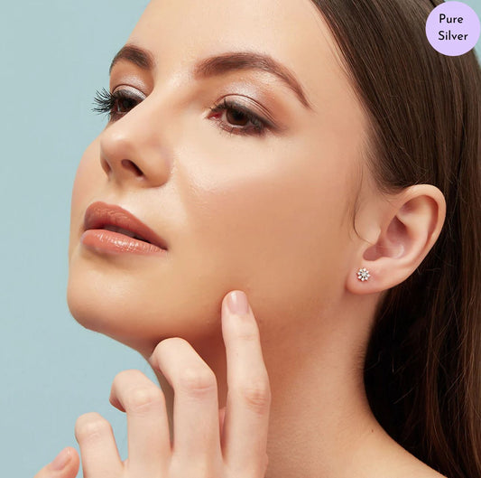 Floral Radiance Rose Gold 925 Sterling Silver Stud Earrings