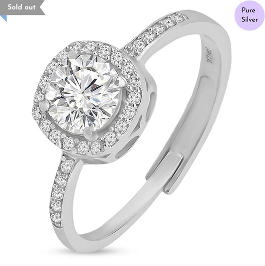 Date Night Staple Solitaire Rhodium Plated 925 Sterling Silver Ring