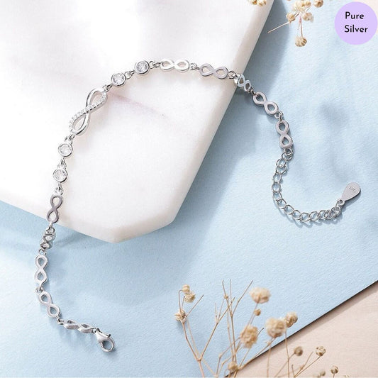 Infinity Rhodium plated CZ 925 Sterling Silver Bracelet