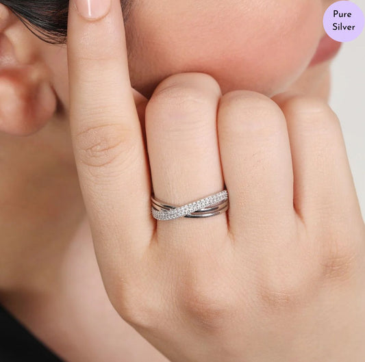 Divine Elegance Rhodium Plated 925 Sterling Silver Women's Ring