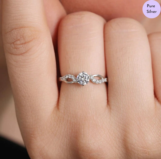 Shimmering Dream CZ Rhodium-Plated 925 Sterling Silver Female Ring