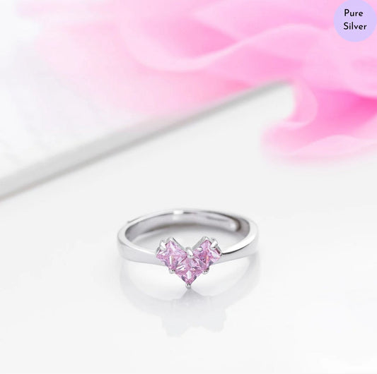 Eternal Pink Heart 925 Sterling Silver Ring