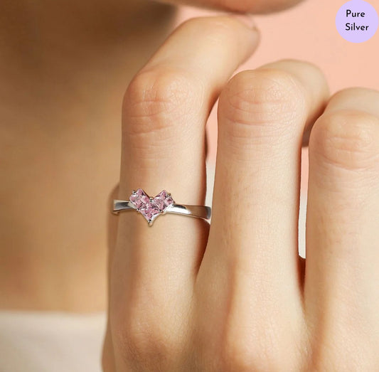 Eternal Pink Heart 925 Sterling Silver Ring