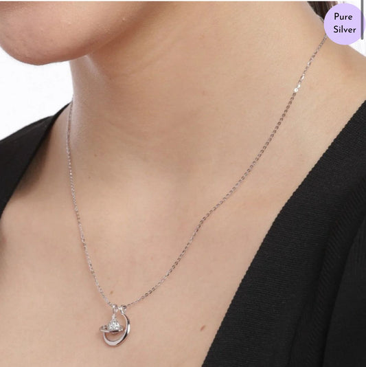 Saturna & Selene 925 Sterling Silver Rhodium Plated Necklace