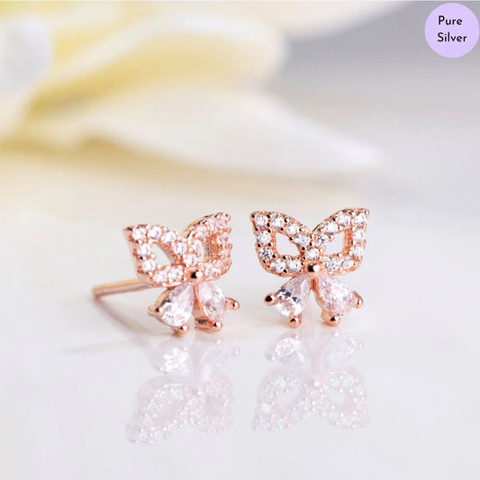 Aureafly Rose Gold Plated 925 Sterling Silver Stud Earrings