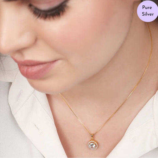 Golden Grace Gold Plated 925 Sterling Silver Pendant with Box Chain