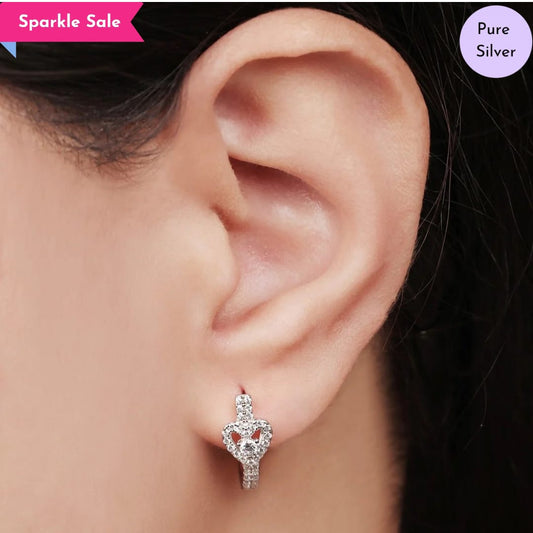 Dazzling Heart Solitaire cz 925 Silver Latch-Back Earring