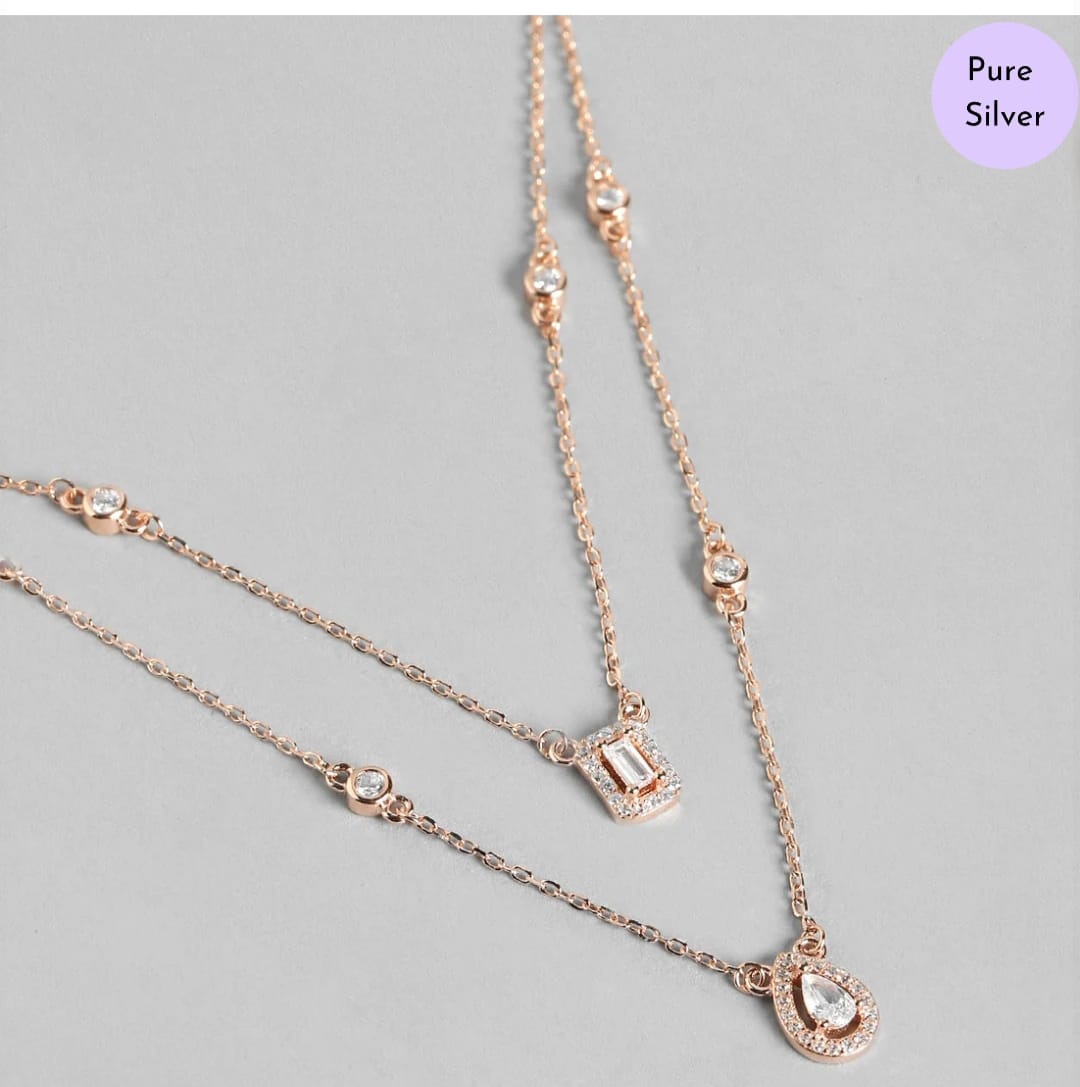 Rose Blossom Graceful Layered 925 Silver Necklace