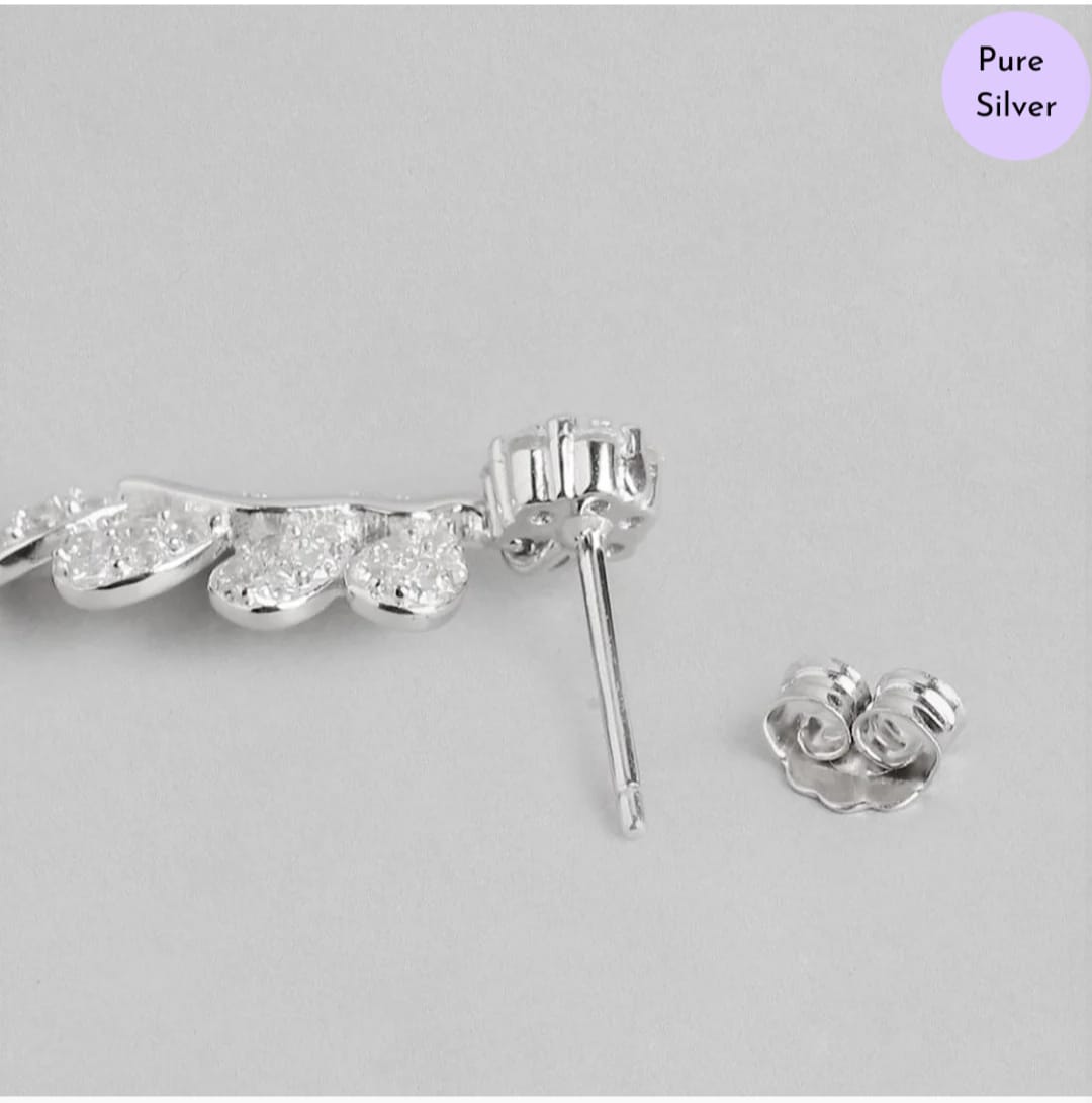 Enchanted Leaf cz Studs 925 Silver Earrings