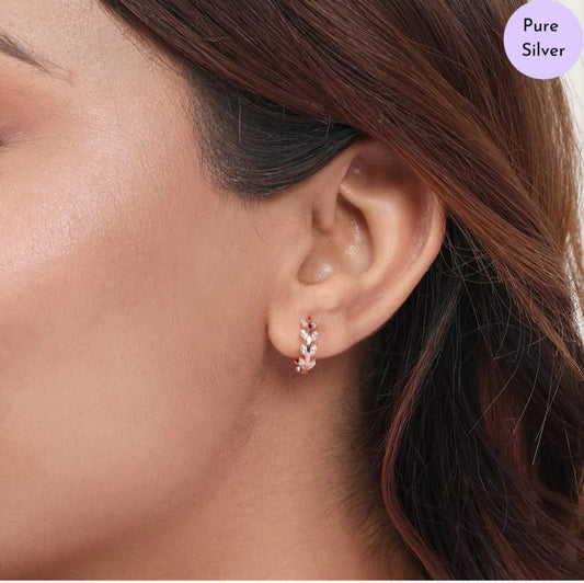 Flourishing Rose Gold Leaves Gold Plated 925 Sterling Silver Leaf Earrings
