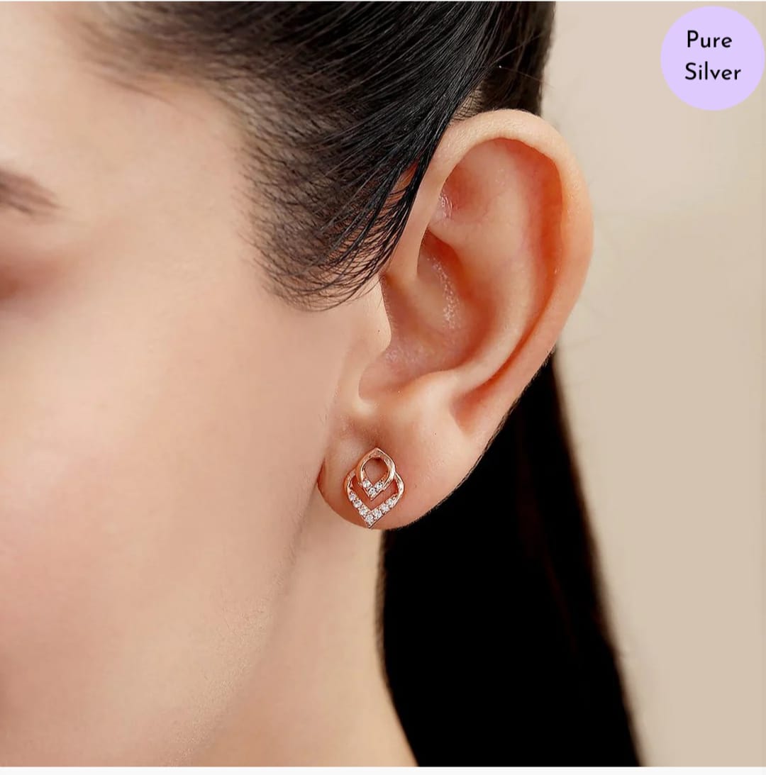 Rose Gold Symphony golden Plated 925 Sterling Silver Earrings