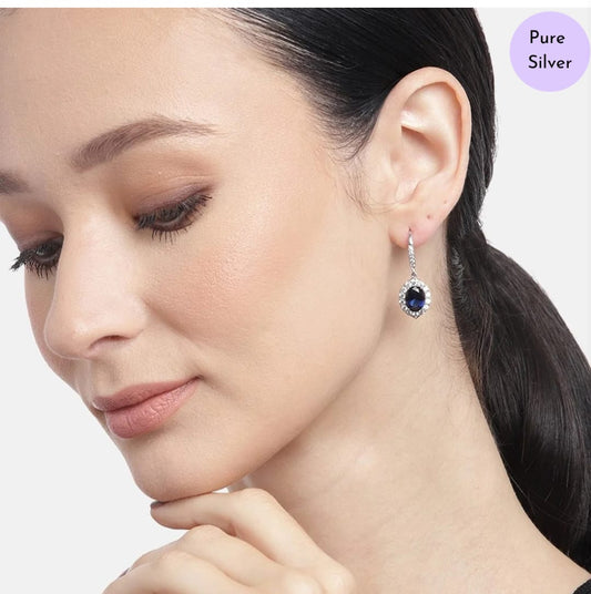 Ocean's Embrace Rhodium-Plated 925 Sterling Silver Drop Earrings