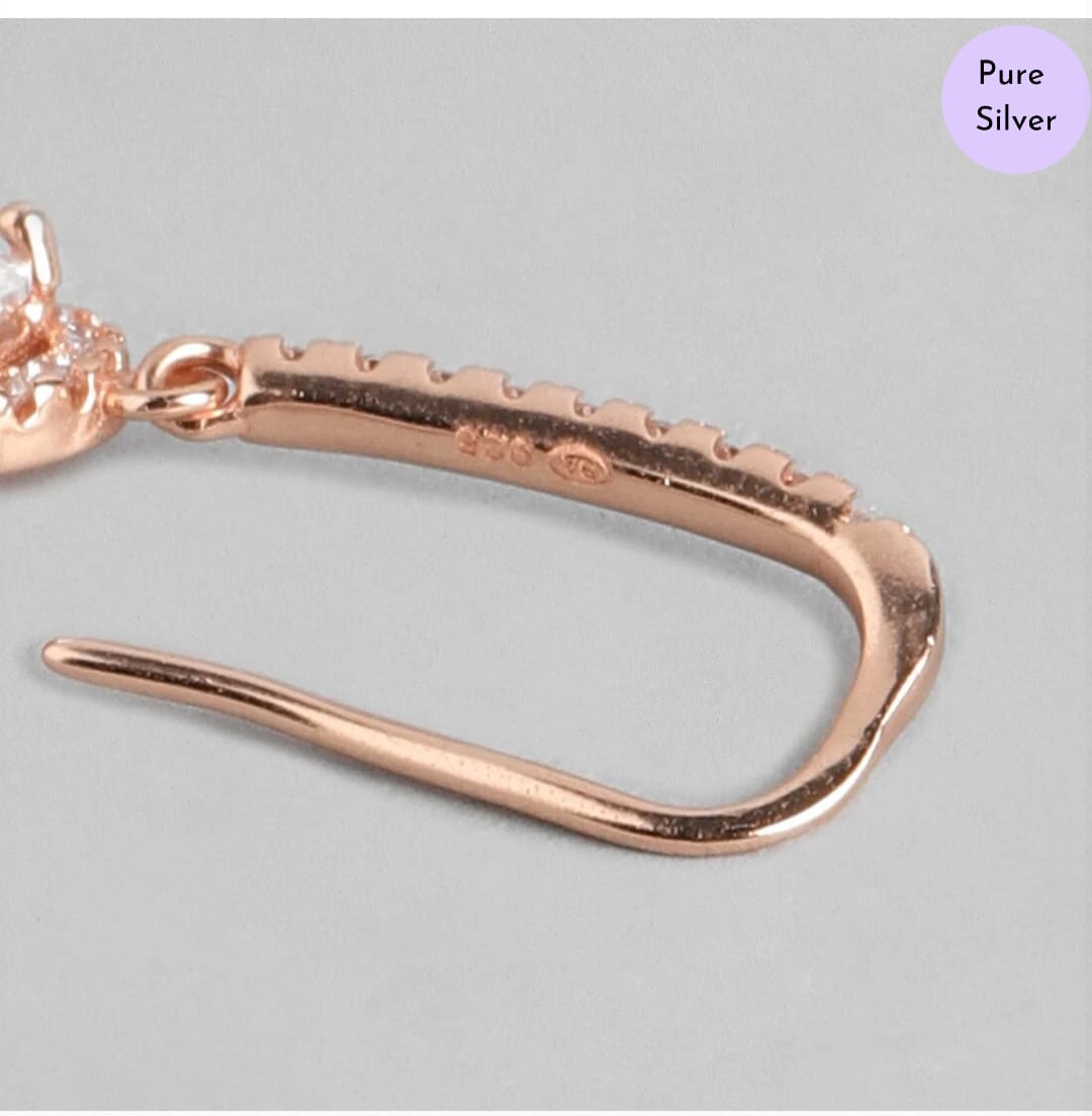 Divine Chic Rose Gold Fish Hook 925 Silver Earrings