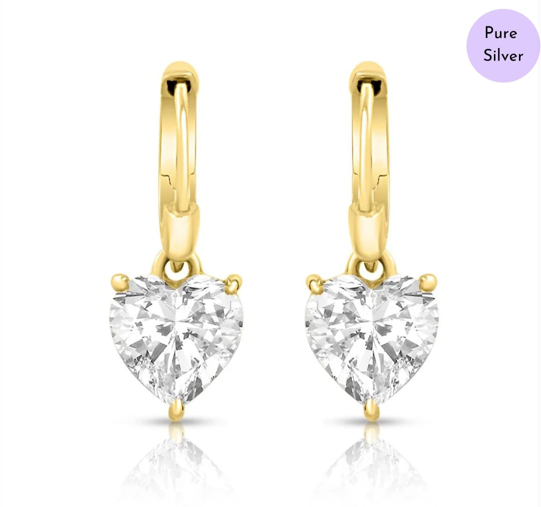Heart's Glow Gold Plated 925 Silver Earrings