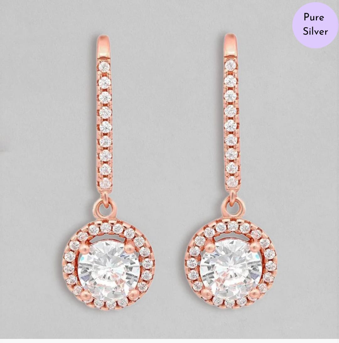 Divine Chic Rose Gold Fish Hook 925 Silver Earrings