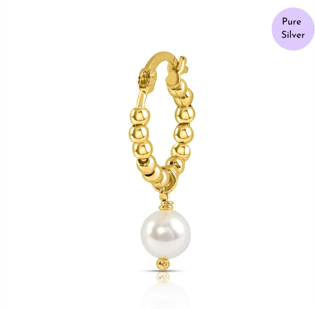 Solitaire Pearl Delight  Drop Gold Plated Earring