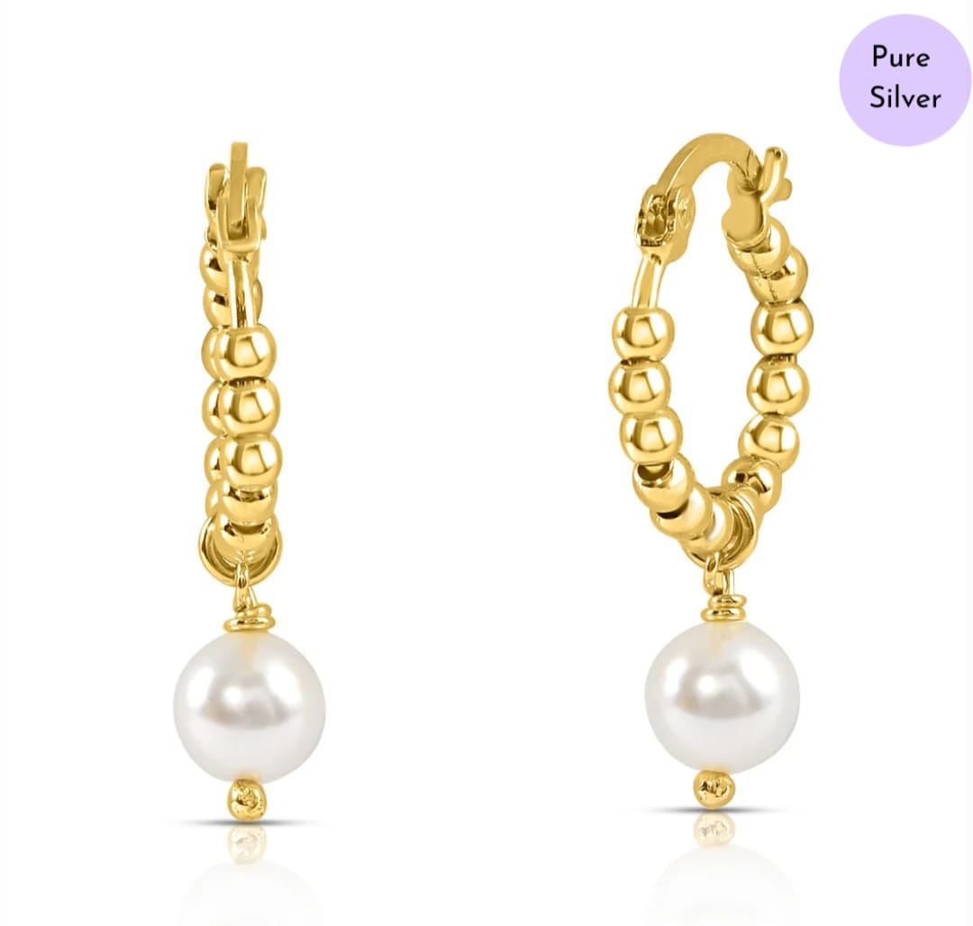 Solitaire Pearl Delight  Drop Gold Plated Earring