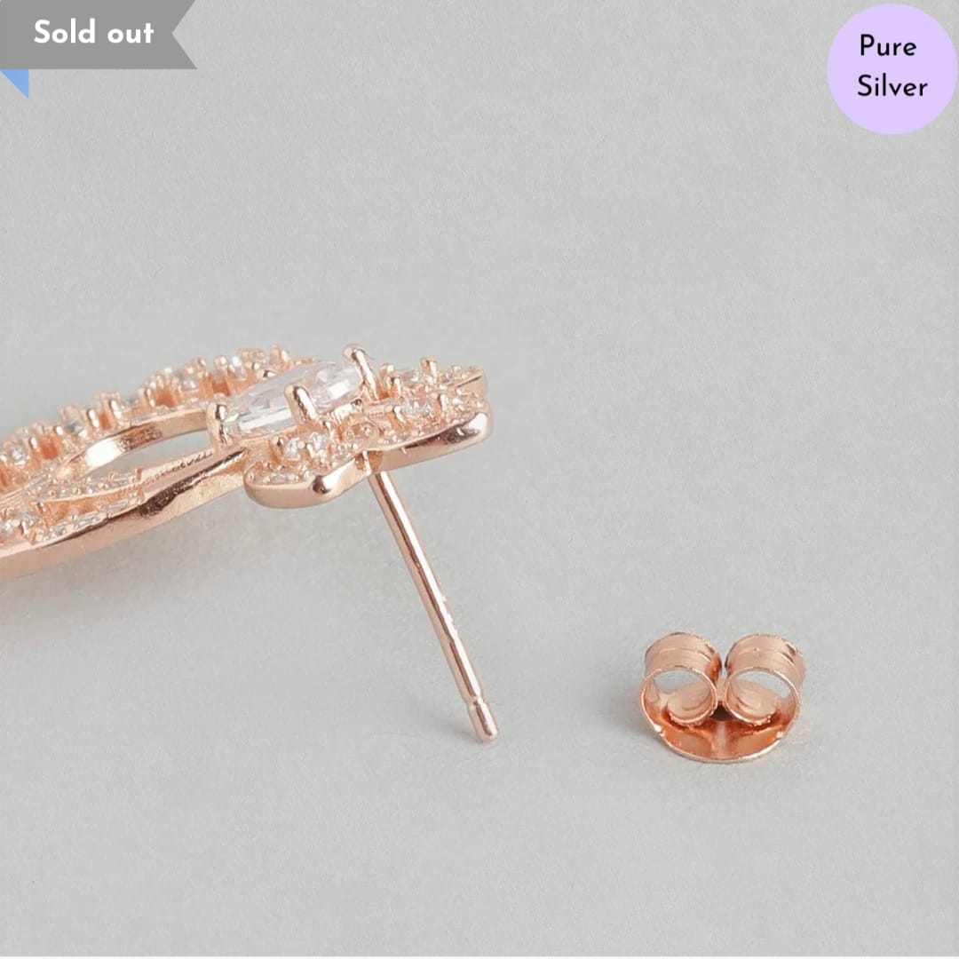 Celestial Rose Chandbali Gold Plated 925 Sterling Silver Earring